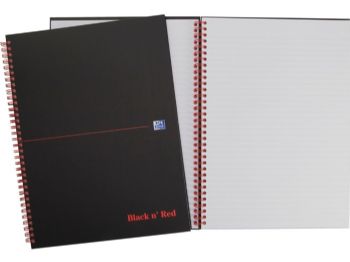 Oxford A5 Black\'n\'Red karton notesbog med linjer