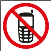 Apli D-sign symbolklistermærke mobiltelefon forbudt i størrelsen 114x114 mm i farven rød