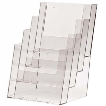 Taymar bordbrochurestander med 4 rum til A5-format i akryl