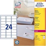  Laser etiket fra Avery i Hvid L7159  6,4 x 3,39 cm  100 ark  a 24 