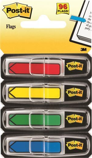Post-it  pile i 4 farver Rød, blå, gul & grøn