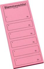 Stemmeseddel 6-delt, rosa, 100 stk