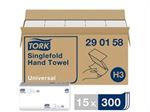 Tork Universal Singlefold H3 håndklædeark 1-lags Hvid
