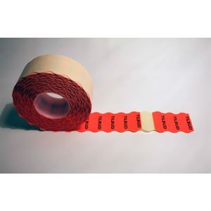 Wave Etiketter 26x12 mm, 6 stk fluor rød, trykt TILBUD