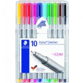 Fineliner Staedtler Triplus etui med 10 ass. farver