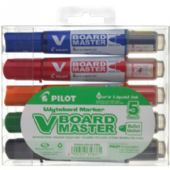 Whiteboard-marker, Pilot LIQUID, rund, 5 ass. farver i etui 