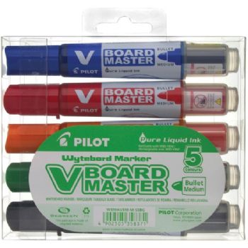 Whiteboard-marker, Pilot LIQUID, rund, 5 ass. farver i etui 