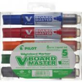 Whiteboard marker, BG Pilot V-Board Master, Skrå Ass. Etui/5