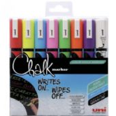 Uni Chalk 5M kridttuscher sampak med 2,5 mm stregbredde i 8 forskellige farver