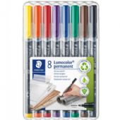 Staedtler Lumocolor 318 sampak med 8 forskellig farvede overheadpenne i stregbredden 0,6 mm