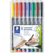 Staedtler Lumocolor 317 sampak med 8 forskellig farvede overheadpenne i stregbredden 1,0 mm