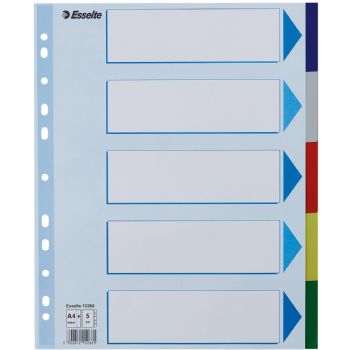 Faneblade Maxi-register i plast A4, 5 delt