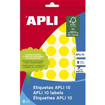Apli Ø19 mm 320 farvedots etiketter gul