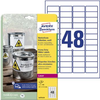 Avery L4778-20 etiket 45,7x21,2mm polyester