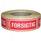 WhiteLabel Etiket 'FORSIGTIG' 24x66mm rød 500stk