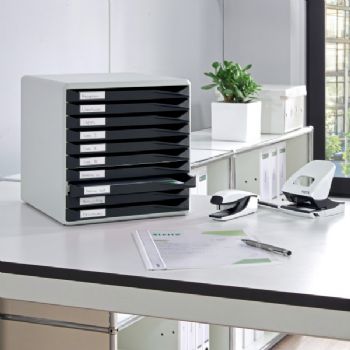 Skuffekabinet LEITZ A4 med 10 skuffer, sort