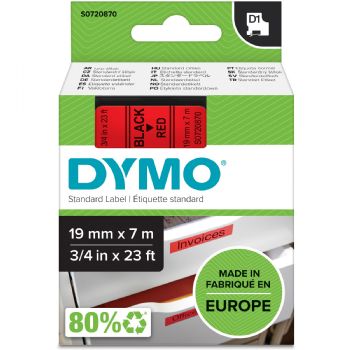 Dymo D1 tape 19mm sort/rød