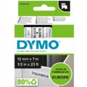 Dymo tape, 45013, 12mm x 7m Sort på hvid