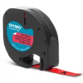 Dymo Letratag plasttape 12mm sort/rød