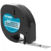 Dymo Letratag plasttape 12mm sort/klar
