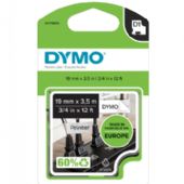 Dymo D1 Nylon tape 16958 19mm sort/hvid  permanent lim