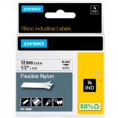 Dymo Rhino Flexible nylon tape 12mm sort/hvid