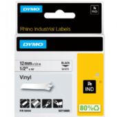Dymo Rhino vinyltape 12mmx5,5m sort/hvid