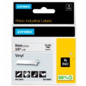 Dymo Rhino vinyltape 9mm sort/hvid