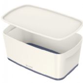 Leitz MyBox opbevaringsboks med låg i størrelsen small i farven hvid/grå