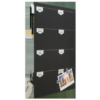 Securit chalkboard ugekalender 53x30x1,5cm sort