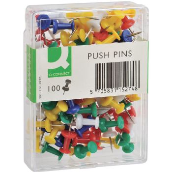 Q-connect Push Pins assorterede farver 100stk