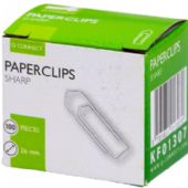 Papirclips 26 mm, Q-Connect 100 i klar plastbox