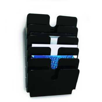 Durable FLEXIPLUS brochurevægreol med 6 bakker til A4-format i farven sort