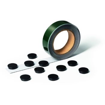 Durable magnettape m/magneter 35mm x 5m + 10 stk Ø30mm