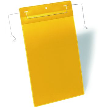 Durable lagerlomme m/wirebeslag A4 højformat gul