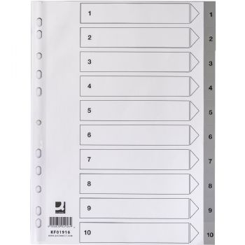 Faneblade Registre Q-Connect, A4, Grå plast, 1-10
