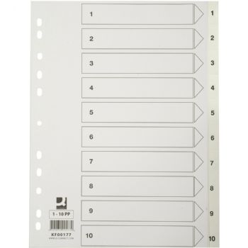 Registersæt format A4 PP-folie Hvid : 1-10 - 1 sæt