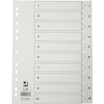 Hvide register fra Q-Connect A4 1-10 Karton