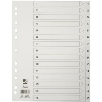 Hvide register fra Q-Connect A4 1-15 Karton