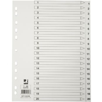 Hvide register fra Q-Connect A4 1-20 Karton
