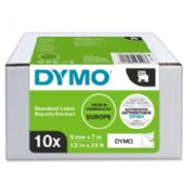 Dymo D1 tape 9mm sort/hvid 10stk