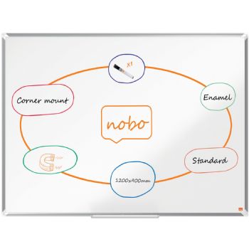 Nobo Premium Plus emaljeret whiteboard 120x90cm hvid