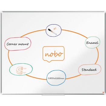 Nobo Premium Plus emaljeret whiteboard 150x120cm hvid
