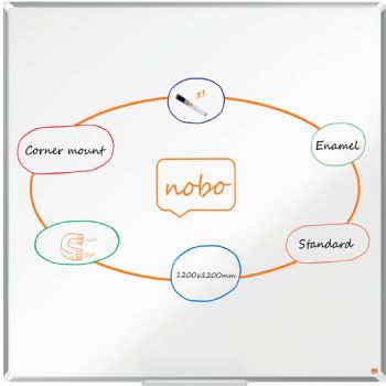 Nobo Premium Plus stål whiteboard 120x120cm hvid