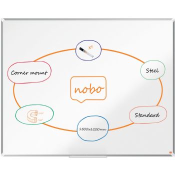 Nobo Premium Plus stål whiteboard 150x120cm hvid