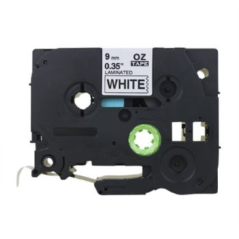 Q-connect TZe-tape 9mm x 8m sort/hvid