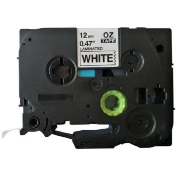 Q-connect TZe-tape 12mm x 8m sort/hvid