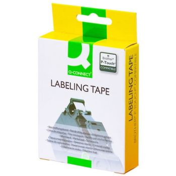 Q-connect TZe-tape 18mm x 8m sort/gul