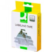 Q-connect TZe-tape 36mm x 8m sort/hvid