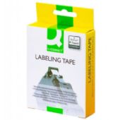 Q-connect TZe-tape 24mm x 8m ekstra klæb sort/hvid